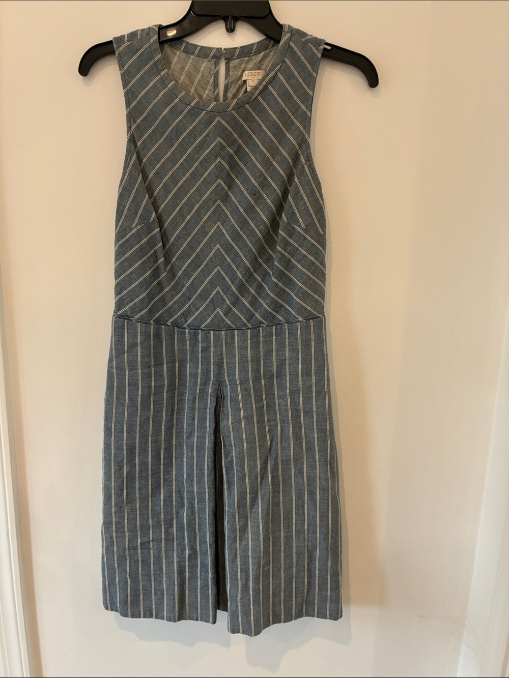 J. Crew Chambray-Blue and White Striped Sleeveless Dress